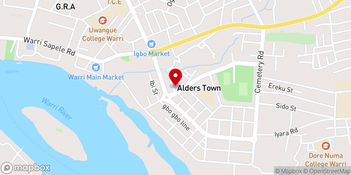 Map showing location of Bethel Baptist Church