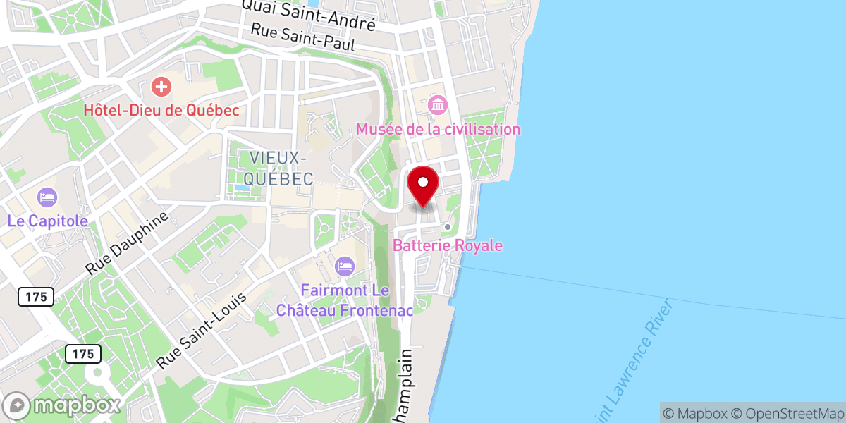Map showing location of Notre-Dame-des-Victoires Catholic Church