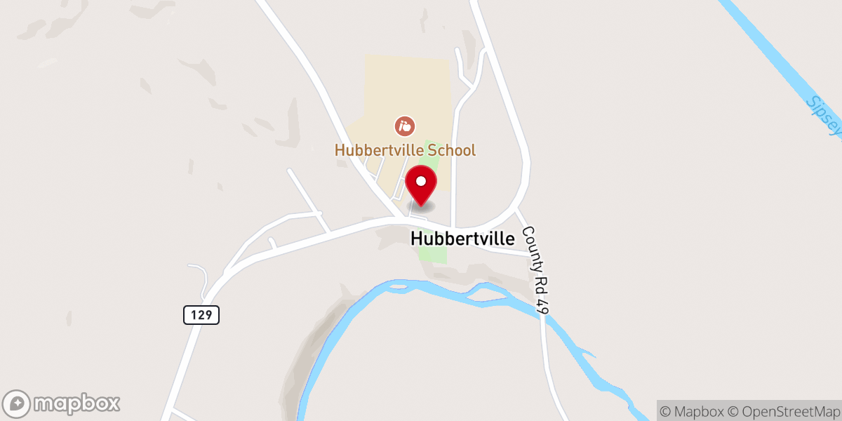 Map showing location of Hubbertville Church of Christ
