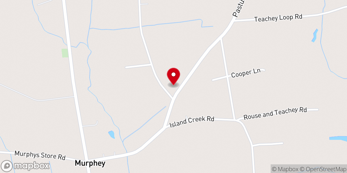 Map showing location of Island Creek Baptist Church