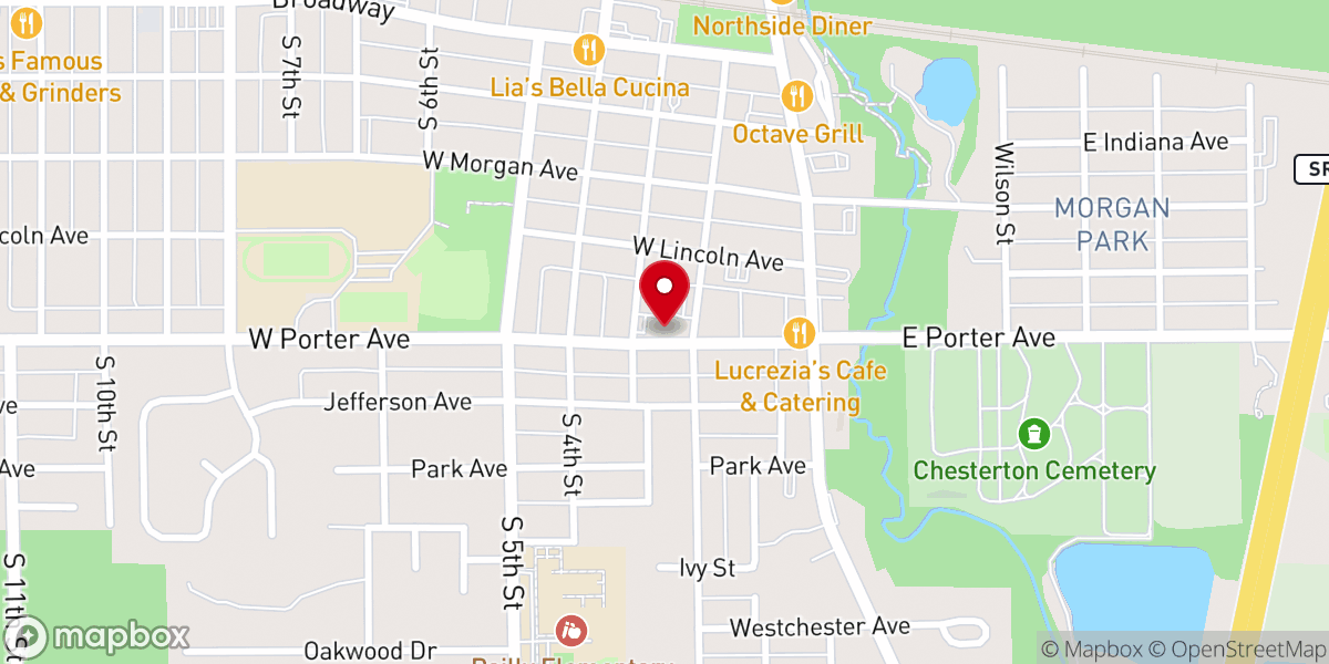 Map showing location of Chesterton United Methodist Church
