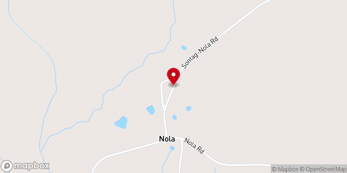 Map showing location of Nola Baptist Church