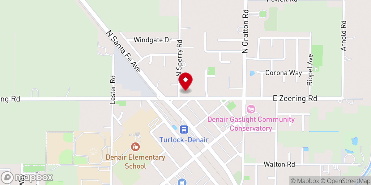 Map showing location of Denair Bilingual SDA Church