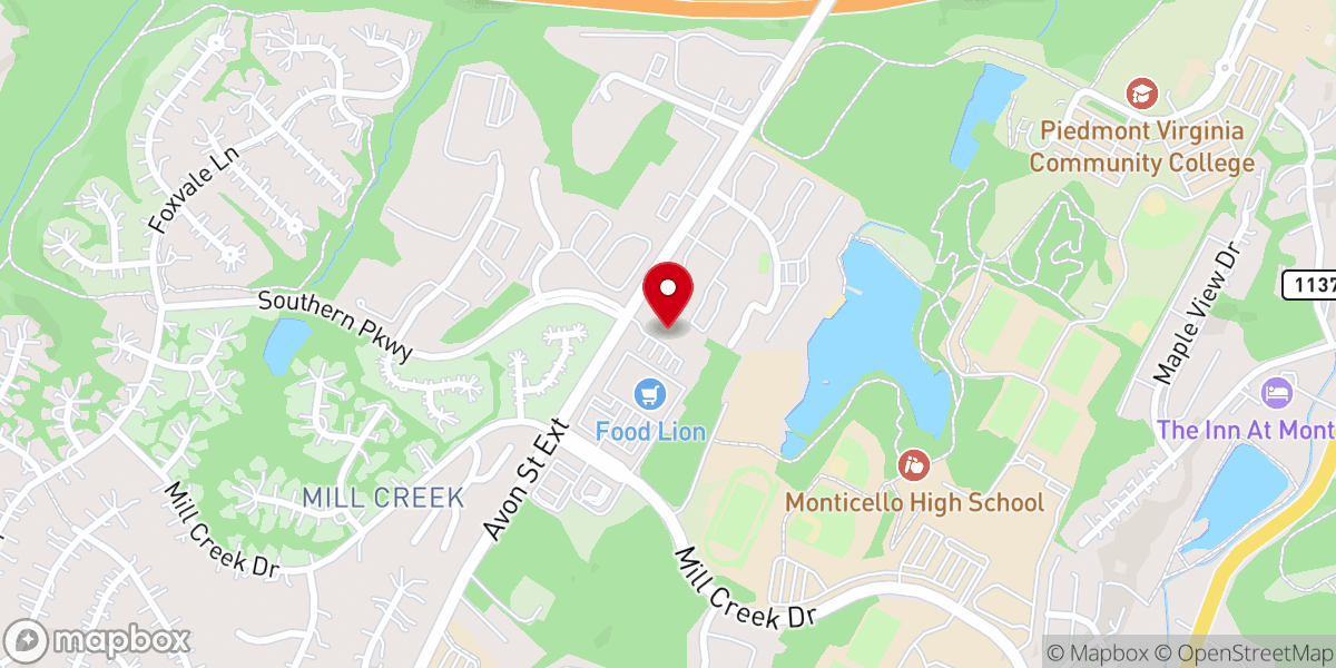 Map showing location of Charlottesville Elim Church