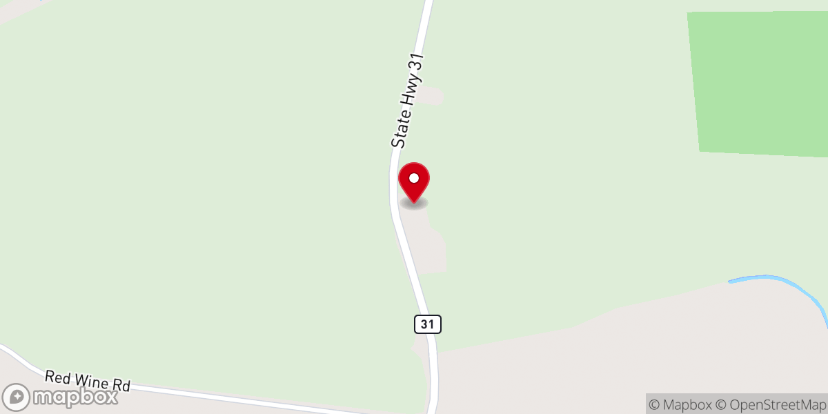 Map showing location of Caney Creek Baptist Church