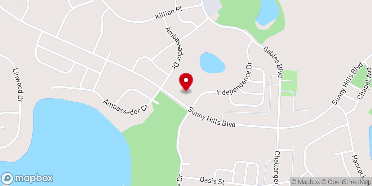 Map showing location of First Baptist Church of Sunny Hills