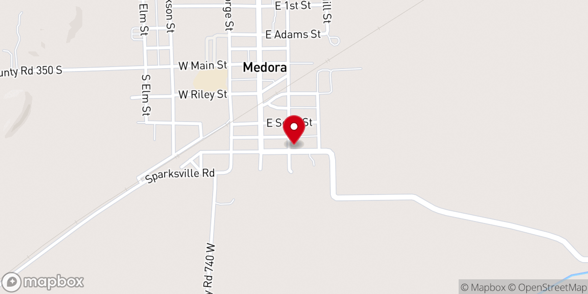 Map showing location of Medora Wesleyan Church