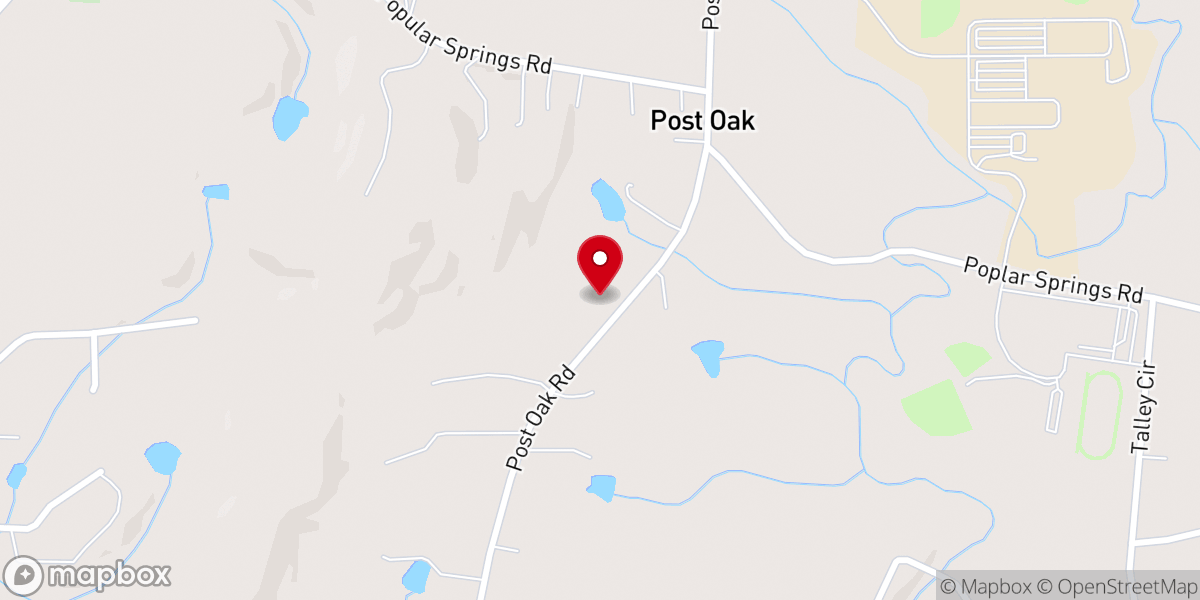 Map showing location of Post Oak Church