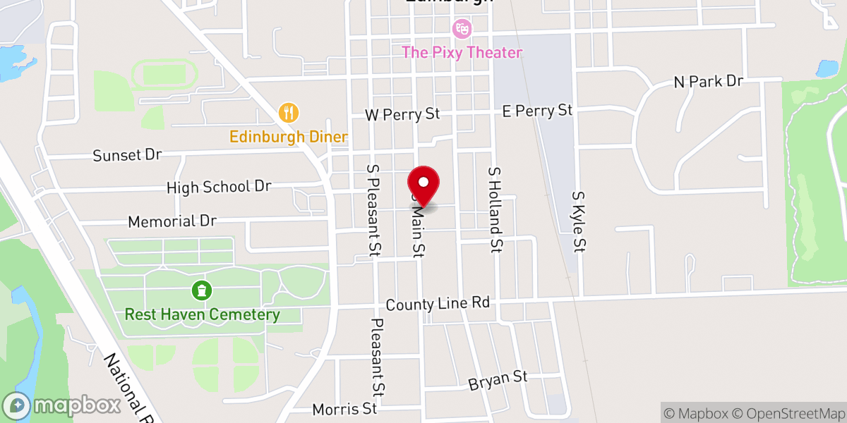 Map showing location of Blue River Baptist Church