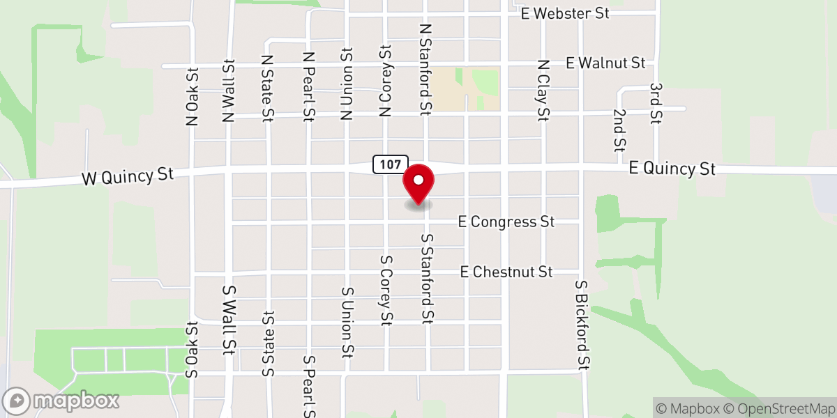 Map showing location of United Methodist Church