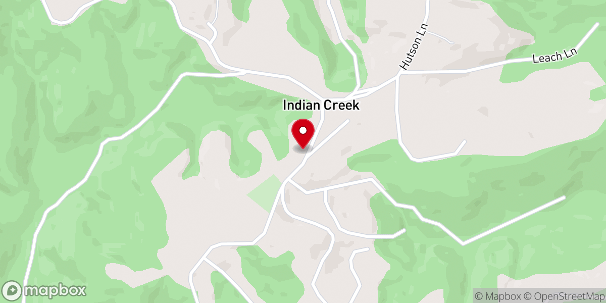 Map showing location of Indian Creek Baptist Church