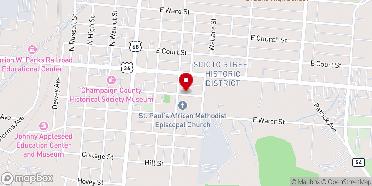 Map showing location of St Paul AME Church