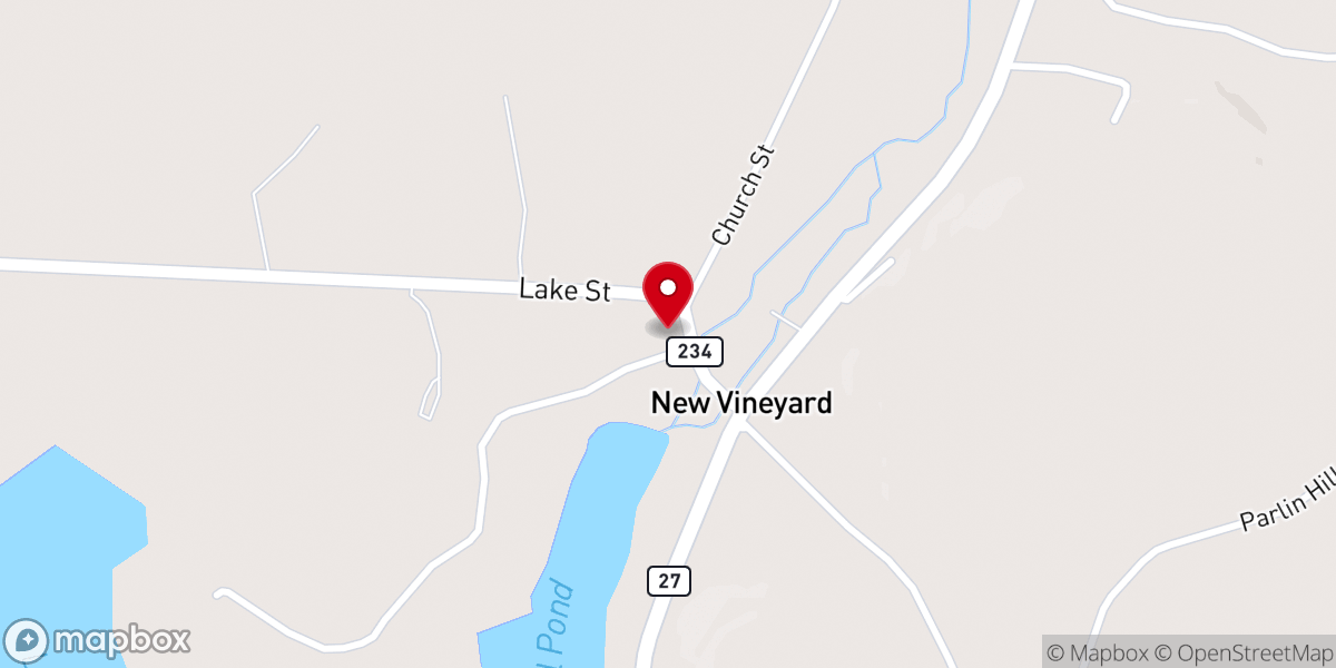 Map showing location of New Vineyard Town Office