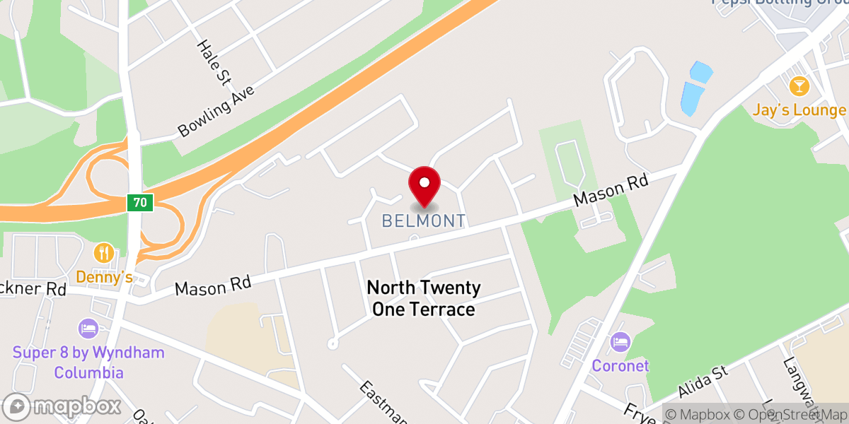 Map showing location of Belmont Baptist Church