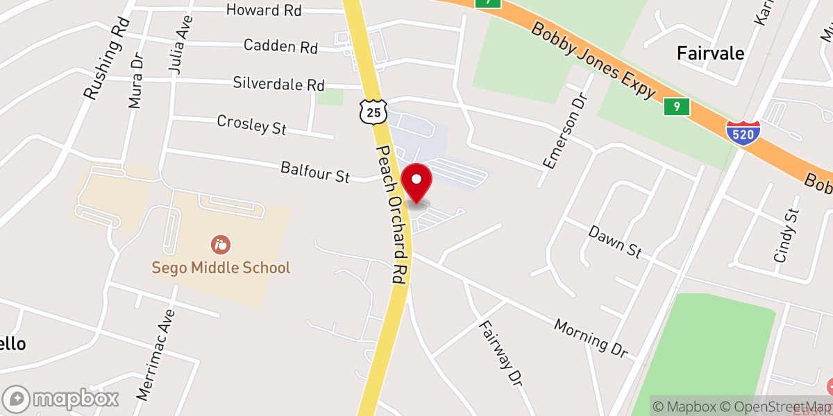 Map showing location of Stevens Creek Church South Augusta Campus