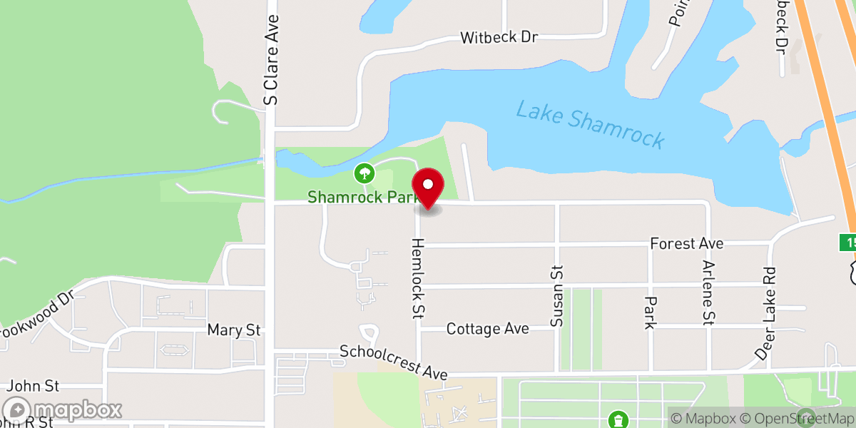 Map showing location of First Baptist Church of Clare