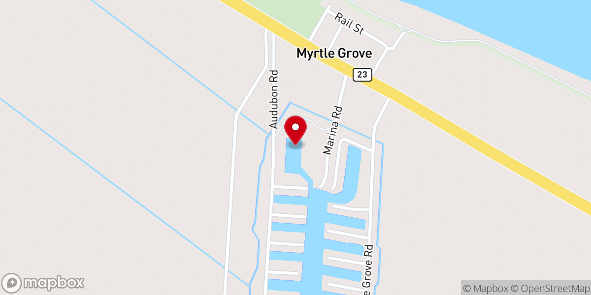 Map showing location of Myrtle Grove Marina