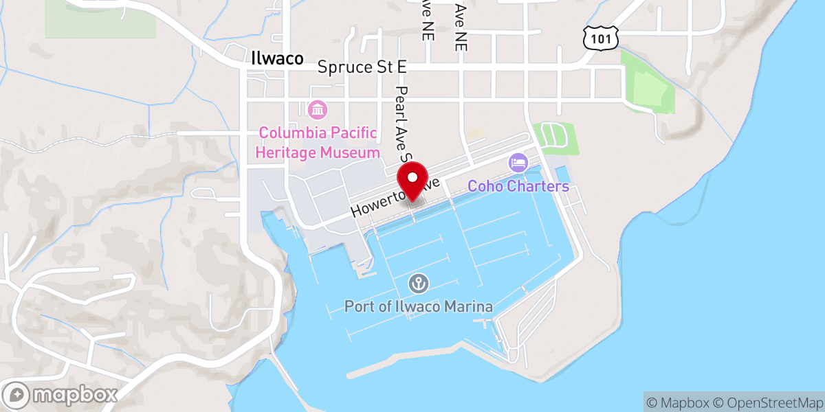 Map showing location of Port of Ilwaco