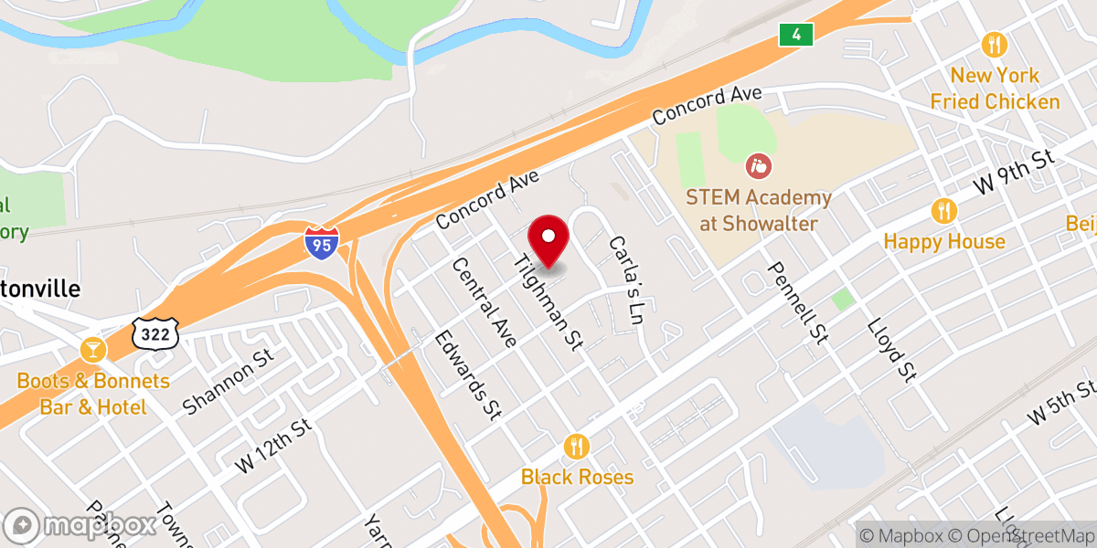 Map showing location of Bethany Baptist Church