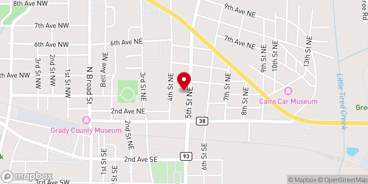 Map showing location of Church of the Nazarene