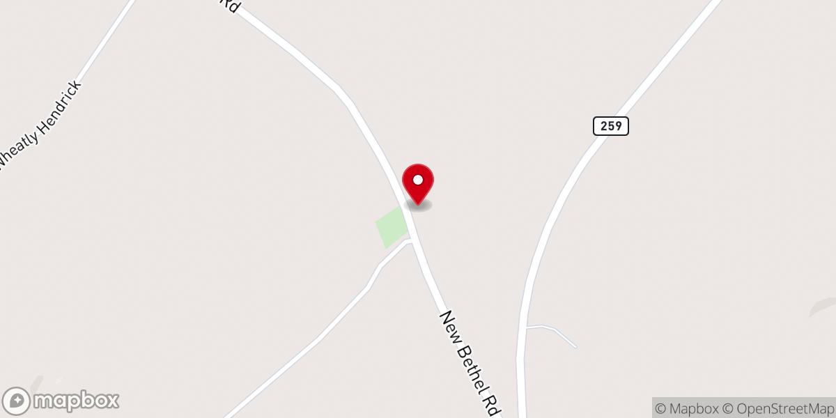 Map showing location of New Bethel Church