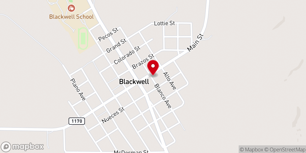Map showing location of First Baptist Church Blackwell