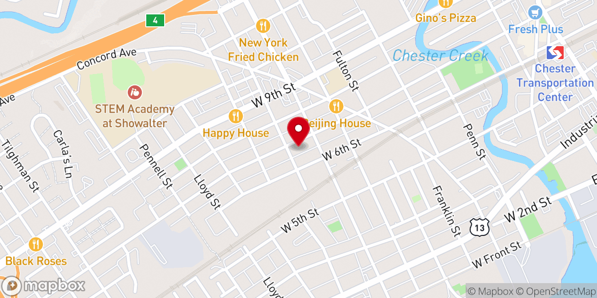 Map showing location of Zion Baptist Church