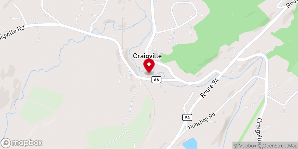 Map showing location of Craigville Bible Church