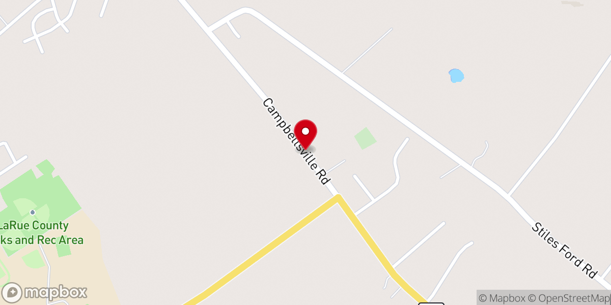 Map showing location of Hodgenville Pentecostal Church
