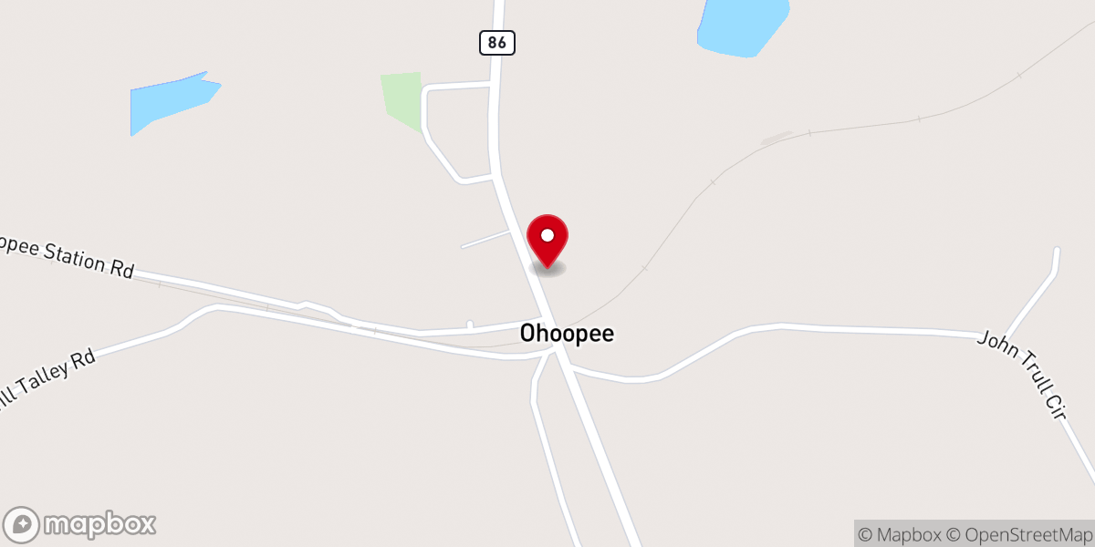 Map showing location of Ohoopee Baptist Church