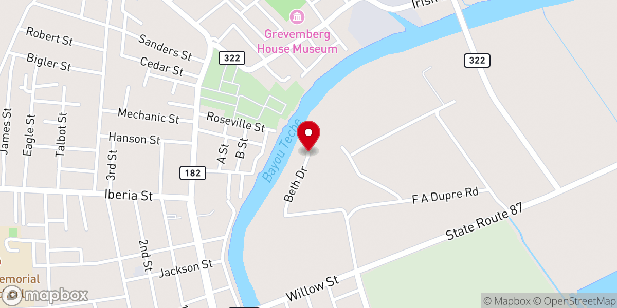 Map showing location of Robicheaux's Heating & Cooling