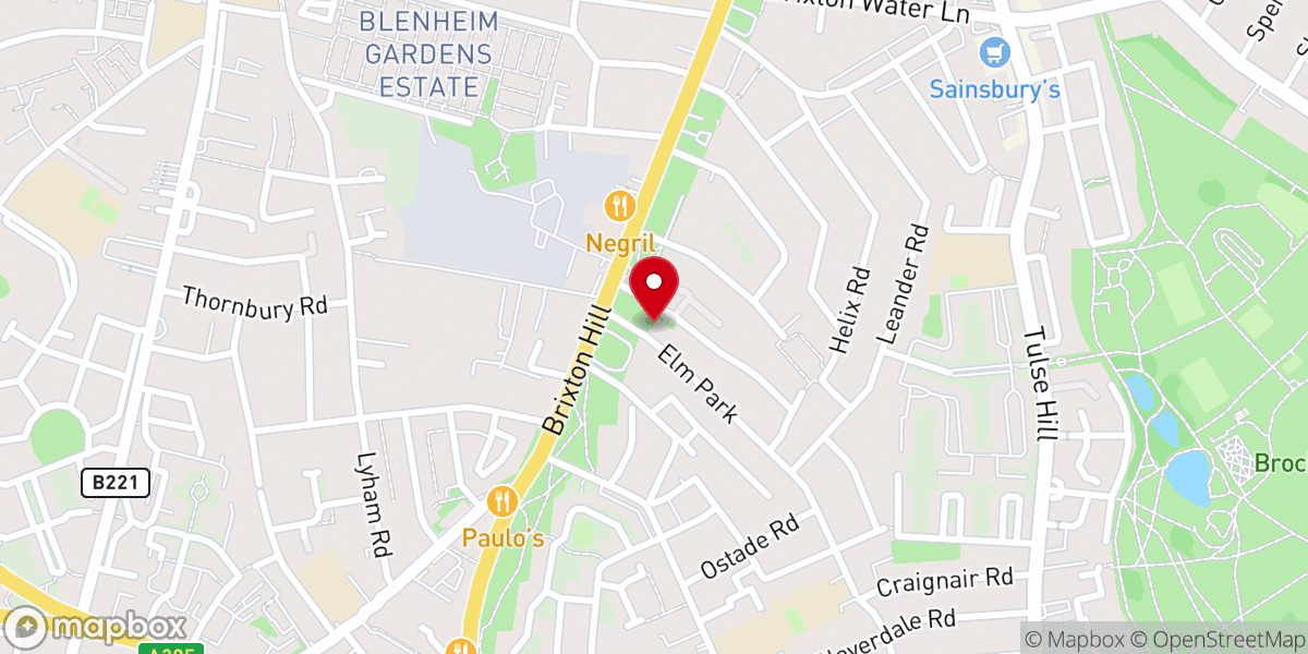 Map showing location of Brixton Hill Methodist Church