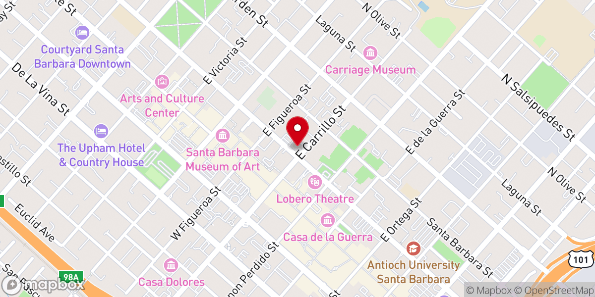 Map showing location of Oceanhills Covenant Church of Santa Barbara
