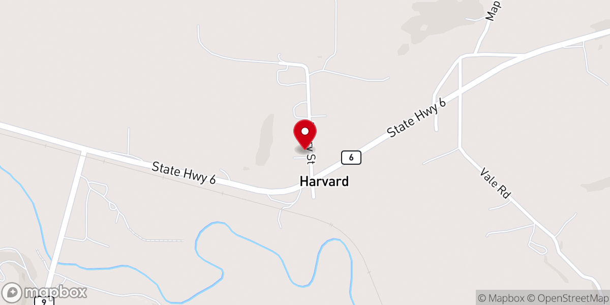 Map showing location of Harvard Community Center