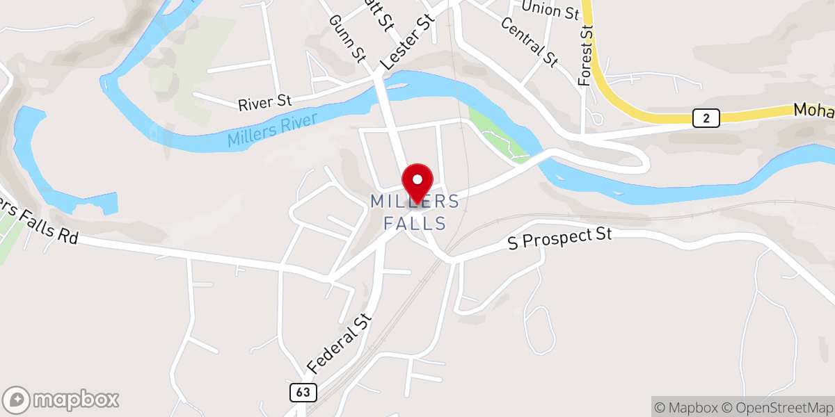 Map showing location of Millers Falls