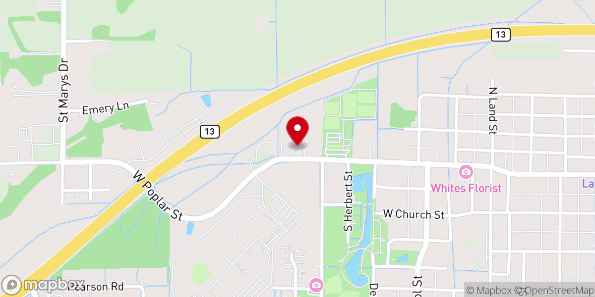 Map showing location of Harrisburg Church of Christ