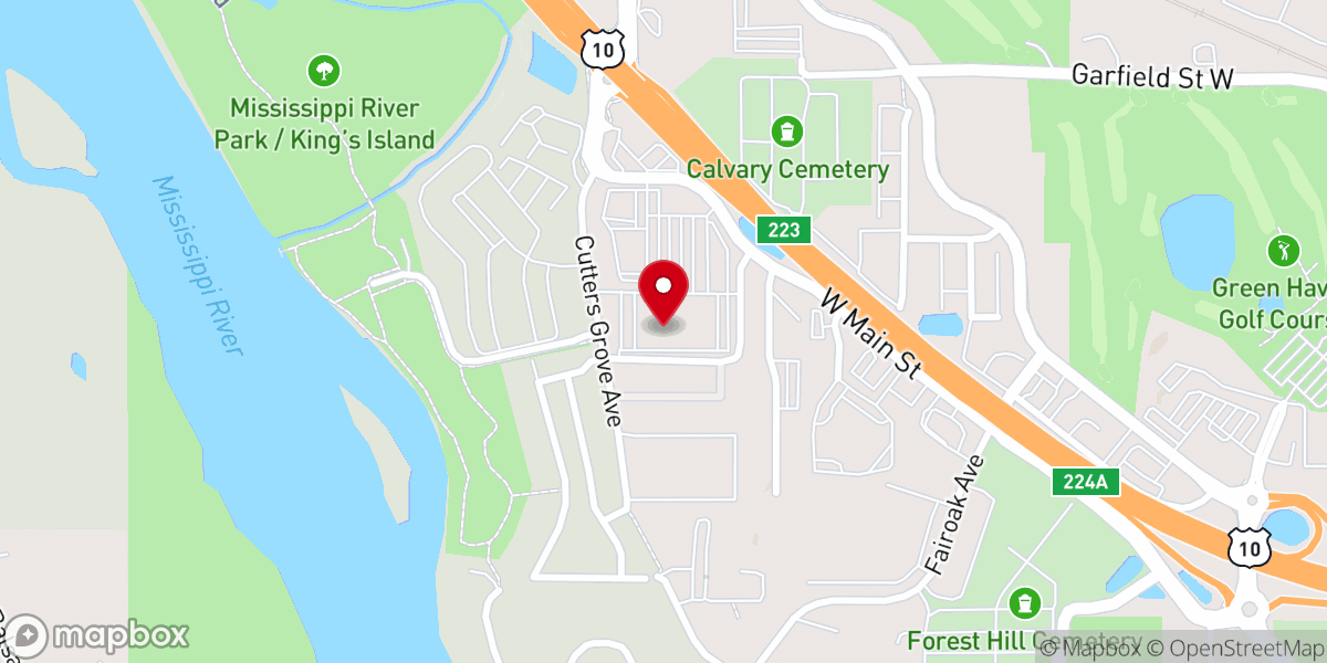 Map showing location of Eagle Brook Church in Anoka, MN