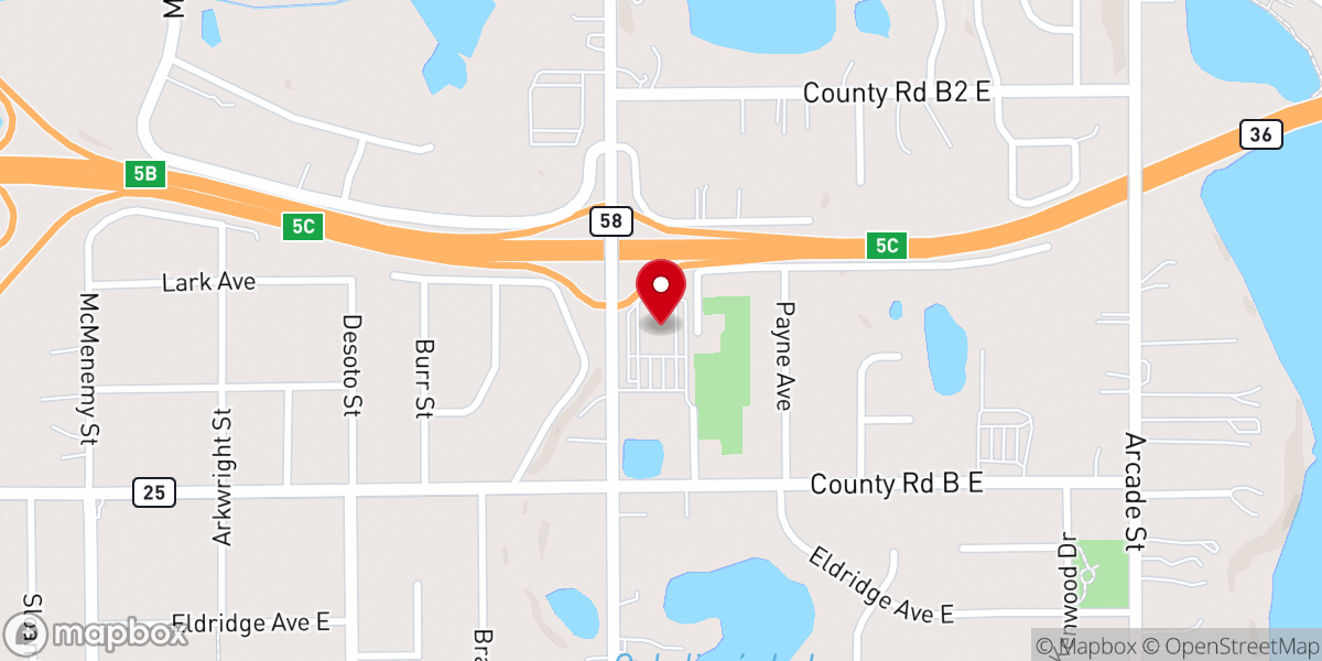 Map showing location of Eagle Brook Church in Maplewood, MN