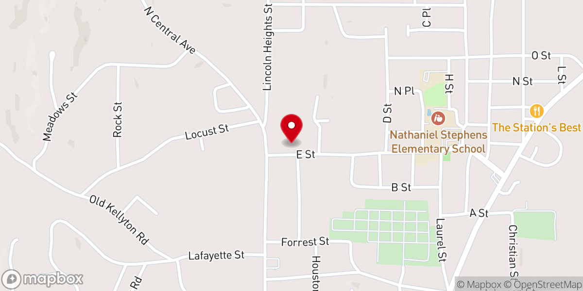 Map showing location of Early Rose Missionary Baptist Church