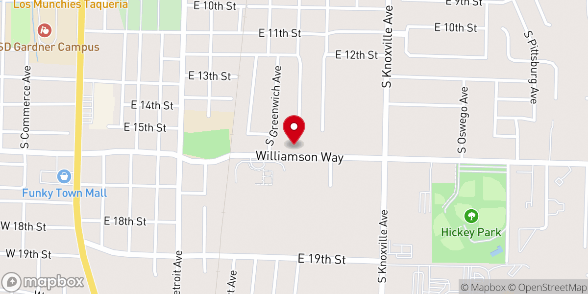 Map showing location of East 16th Street Church of Christ