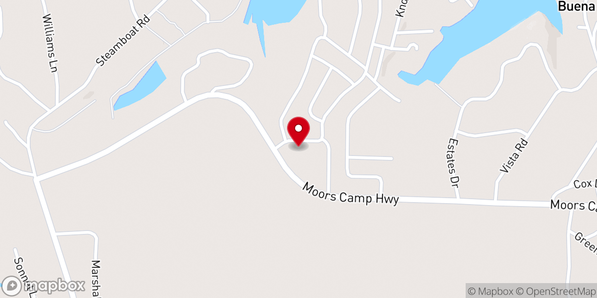 Map showing location of East Marshall Baptist Church