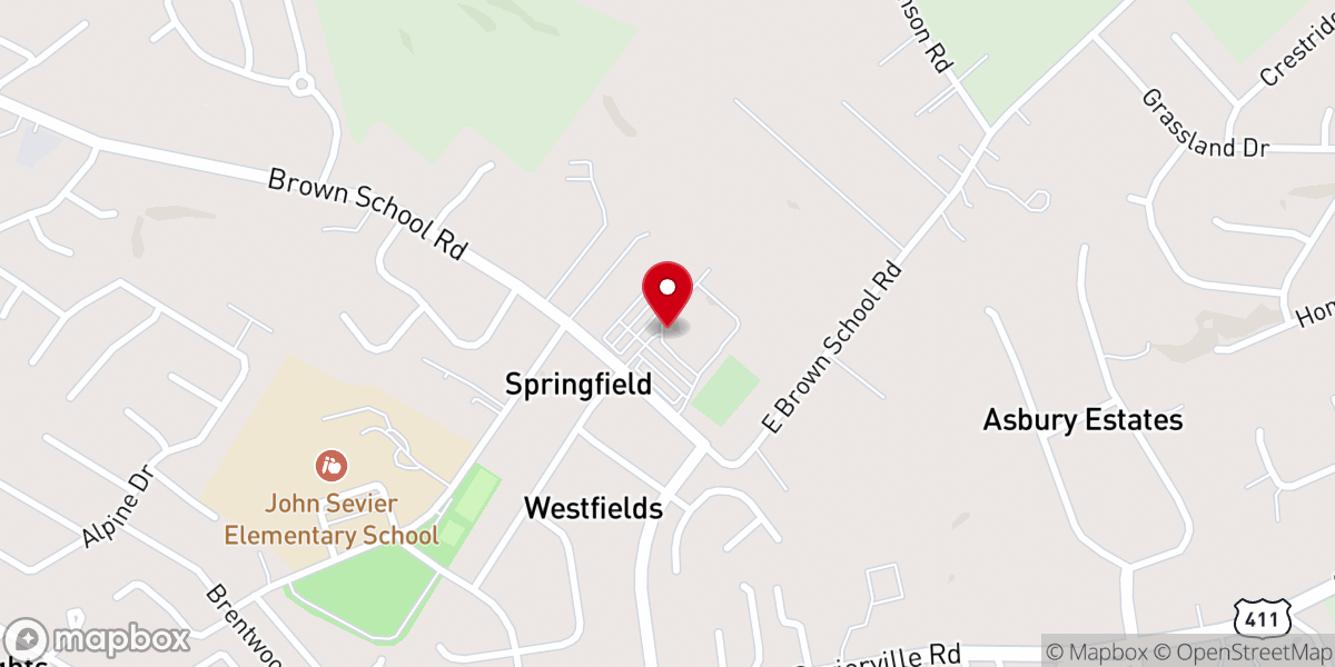 Map showing location of East Maryville Baptist Church