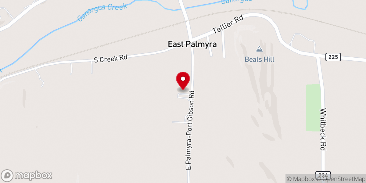 Map showing location of East Palmyra Christian Reformed Church