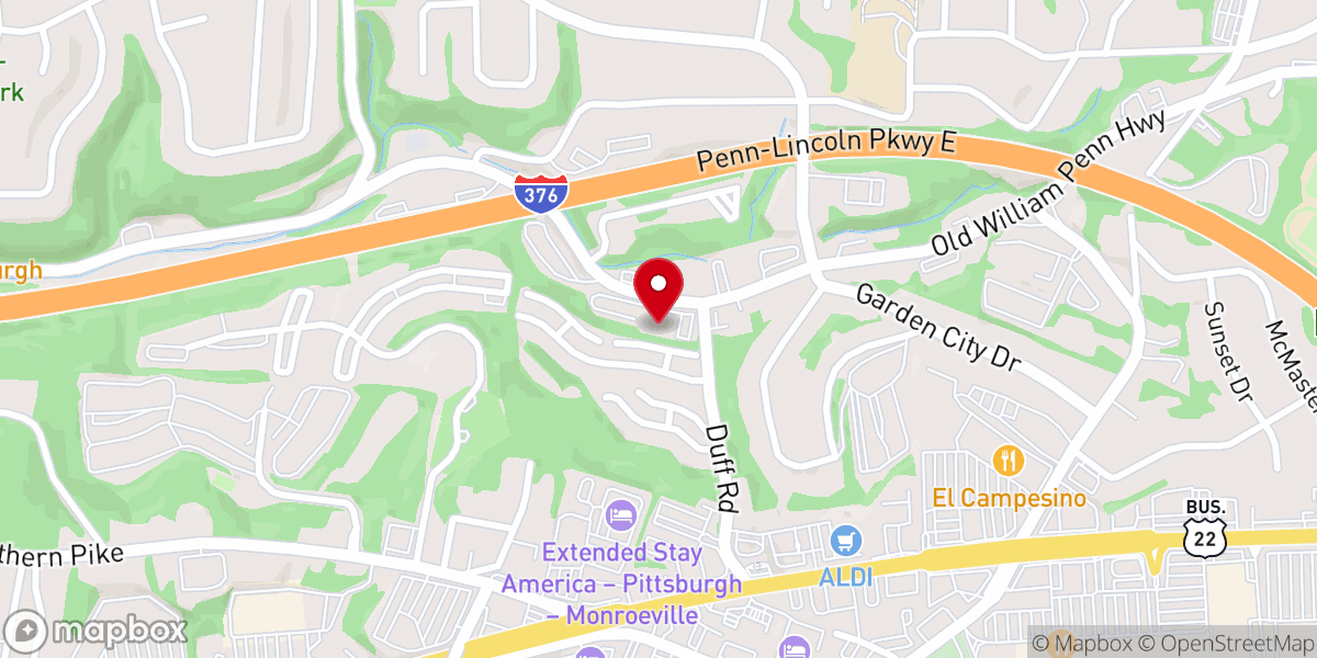 Map showing location of Eastside Pittsburgh Church of Christ