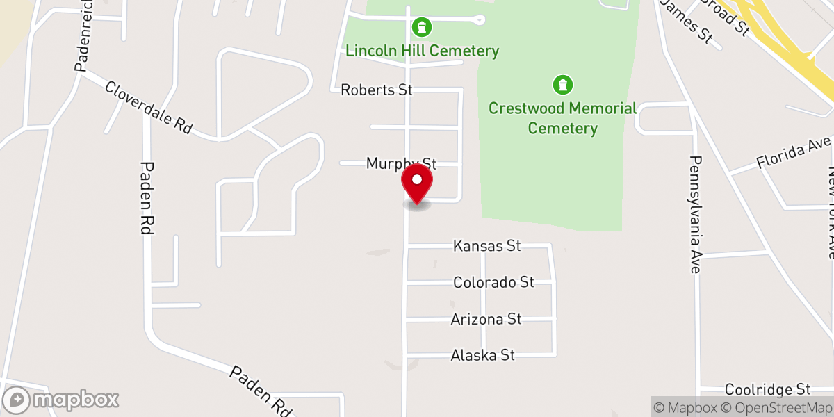 Map showing location of New Hope Baptist Church