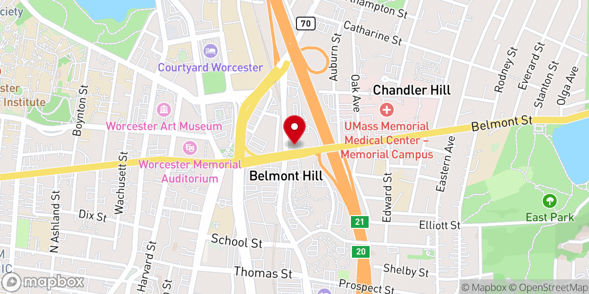 Map showing location of The Journey Community Church - Belmont St. Campus