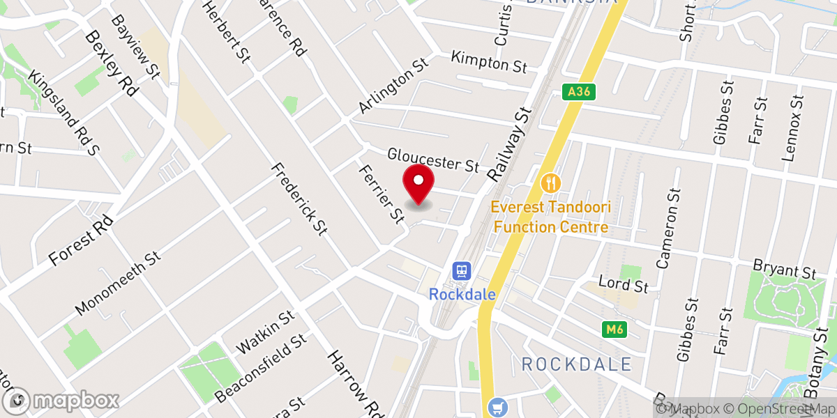 Map showing location of St Mary Mackillop Parish, Rockdale City