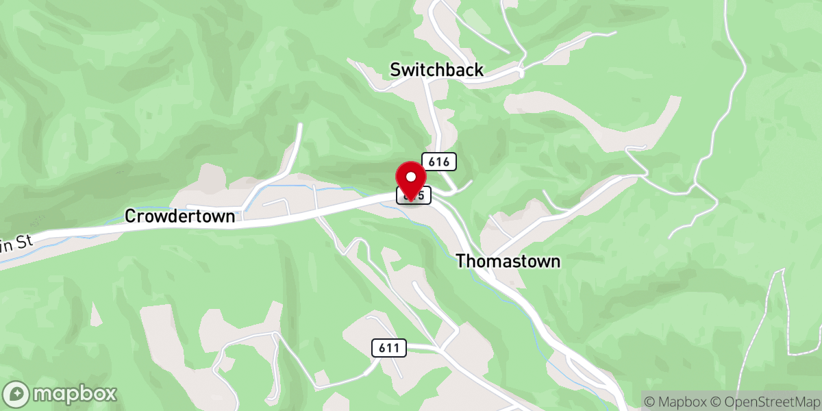 Map showing location of Piney Grove Baptist Church