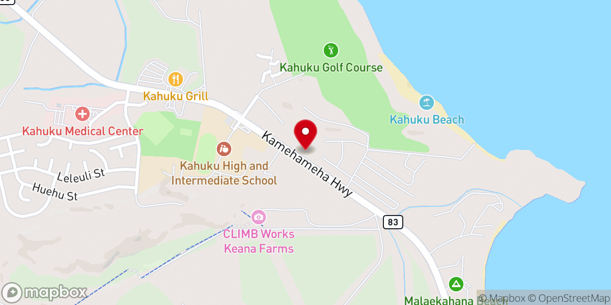 Map showing location of Kahuku United Methodist Church