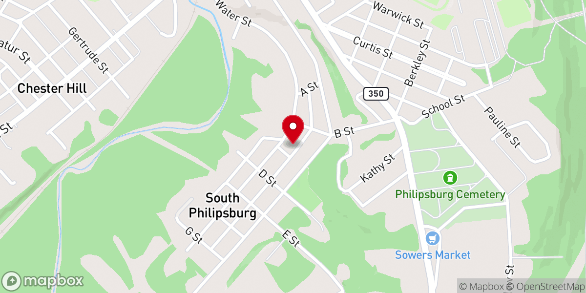 Map showing location of Philipsburg Alliance Church